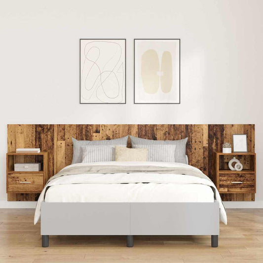 Headboard With Cabinet 3 pcs Old Wood Engineered Wood
