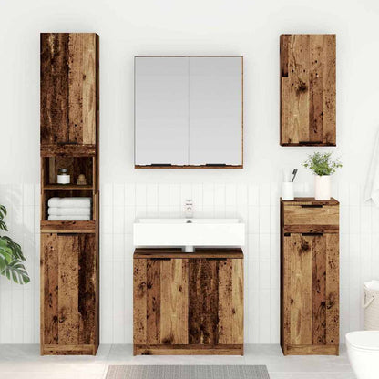 Bathroom Cabinet Set with Shelf Old Wood Engineered Wood