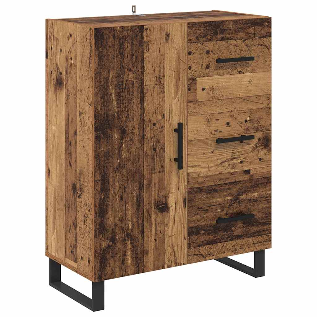 Highboard with Drawer 2 pcs Old Wood Engineered Wood and Glass