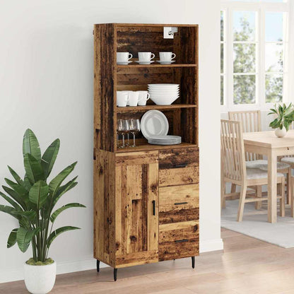 Highboard Old Wood 69.5 x 34 x 180 cm Engineered Wood and Glass