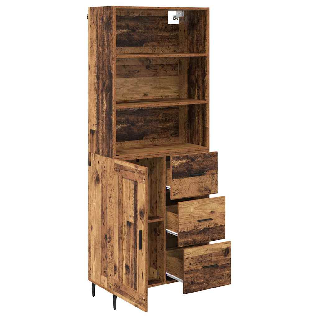 Highboard Old Wood 69.5 x 34 x 180 cm Engineered Wood and Glass