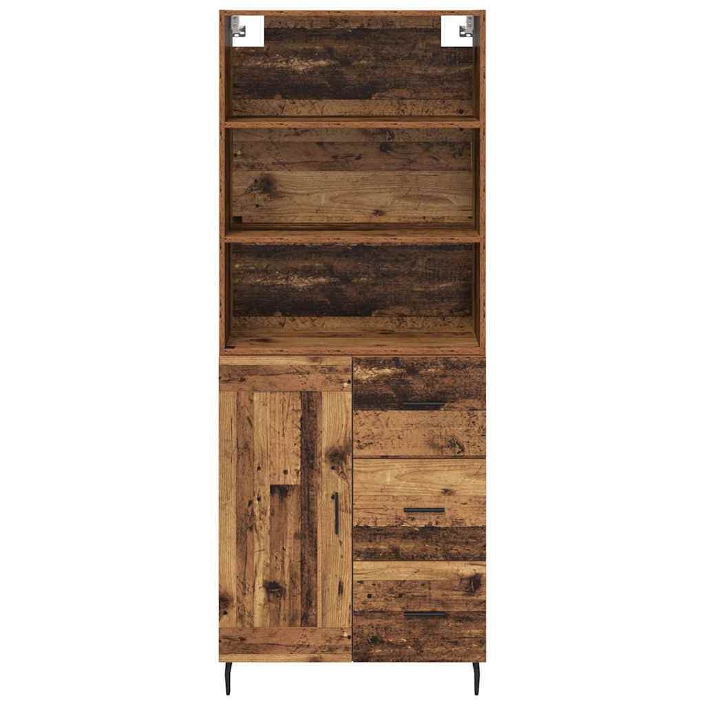 Highboard Old Wood 69.5 x 34 x 180 cm Engineered Wood and Glass