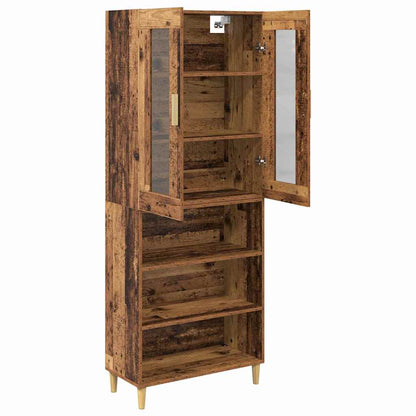 Highboard Old Wood 69.5 x 34 x 180 cm Engineered Wood and Glass