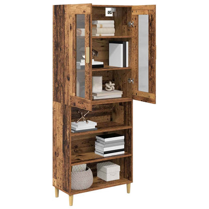 Highboard Old Wood 69.5 x 34 x 180 cm Engineered Wood and Glass