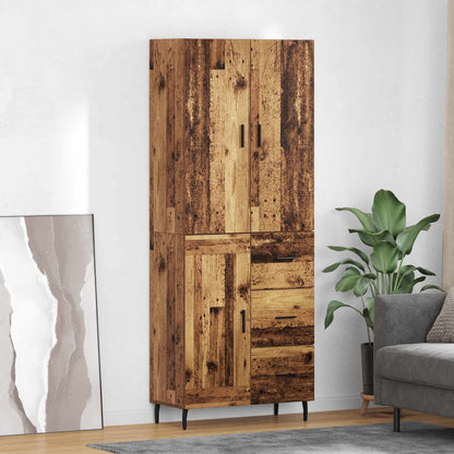 Highboard with Drawer 2 pcs Old Wood Engineered Wood and Glass
