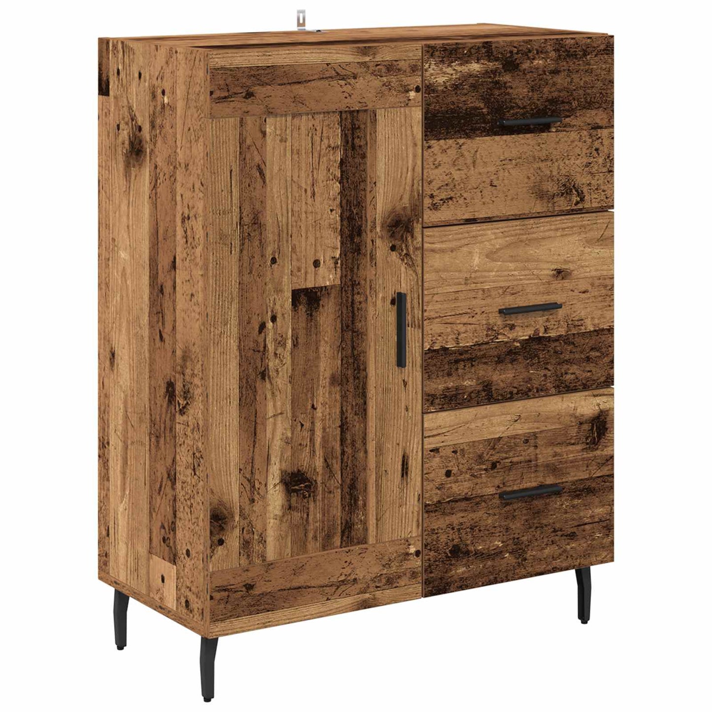 Highboard with Drawer 2 pcs Old Wood Engineered Wood and Glass