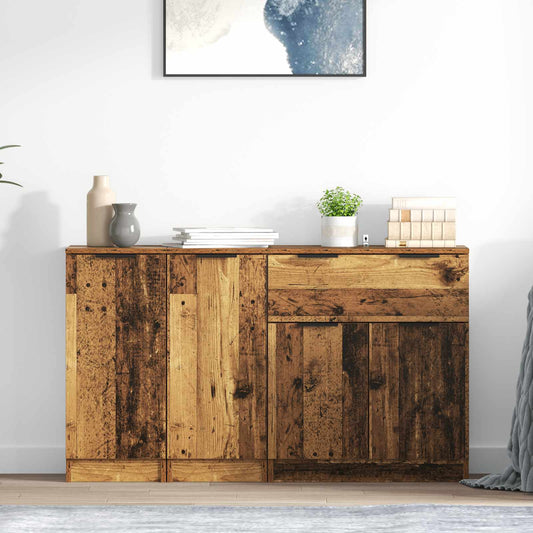 Sideboard 3 pcs Old Wood 120 x 30 x 70 cm Engineered Wood