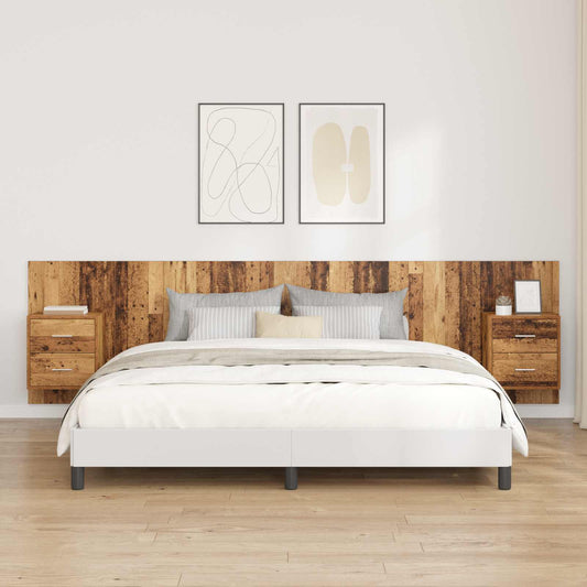 Headboard With Cabinet 3 pcs Old Wood Engineered Wood