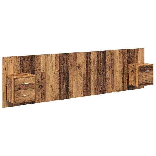 Headboard With Cabinet 3 pcs Old Wood Engineered Wood