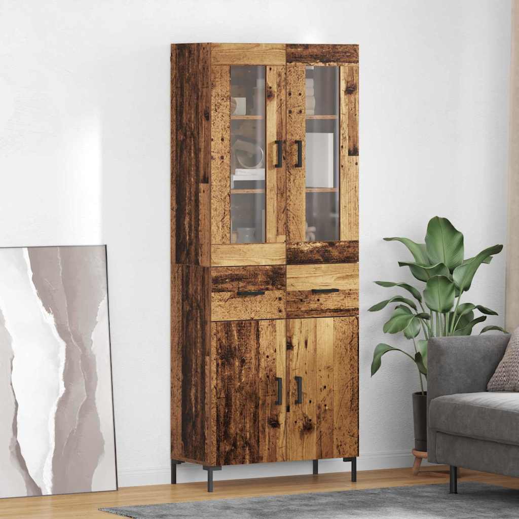 Highboard with Drawer 2 pcs Old Wood Engineered Wood