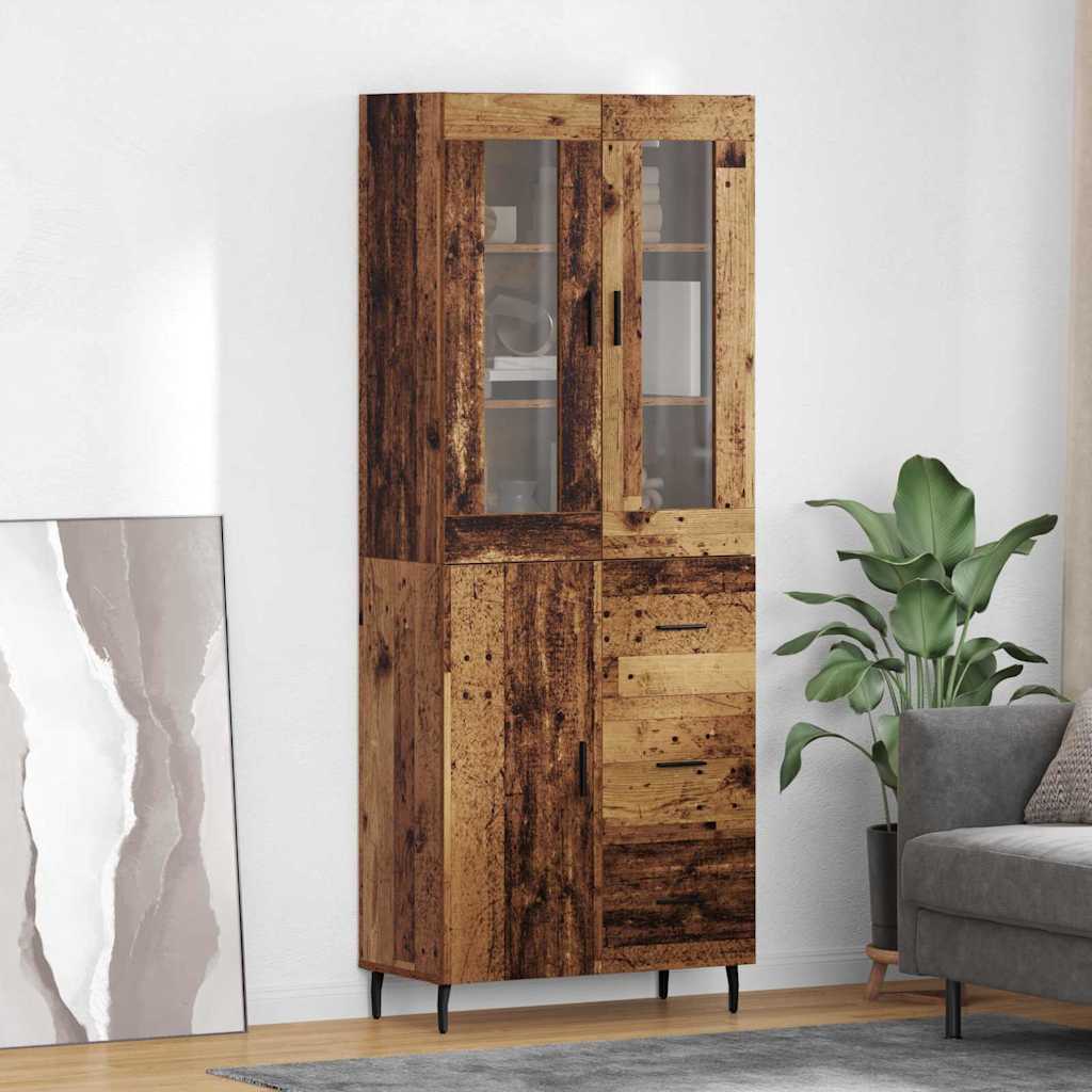 Highboard with Drawer 2 pcs Old Wood Engineered Wood