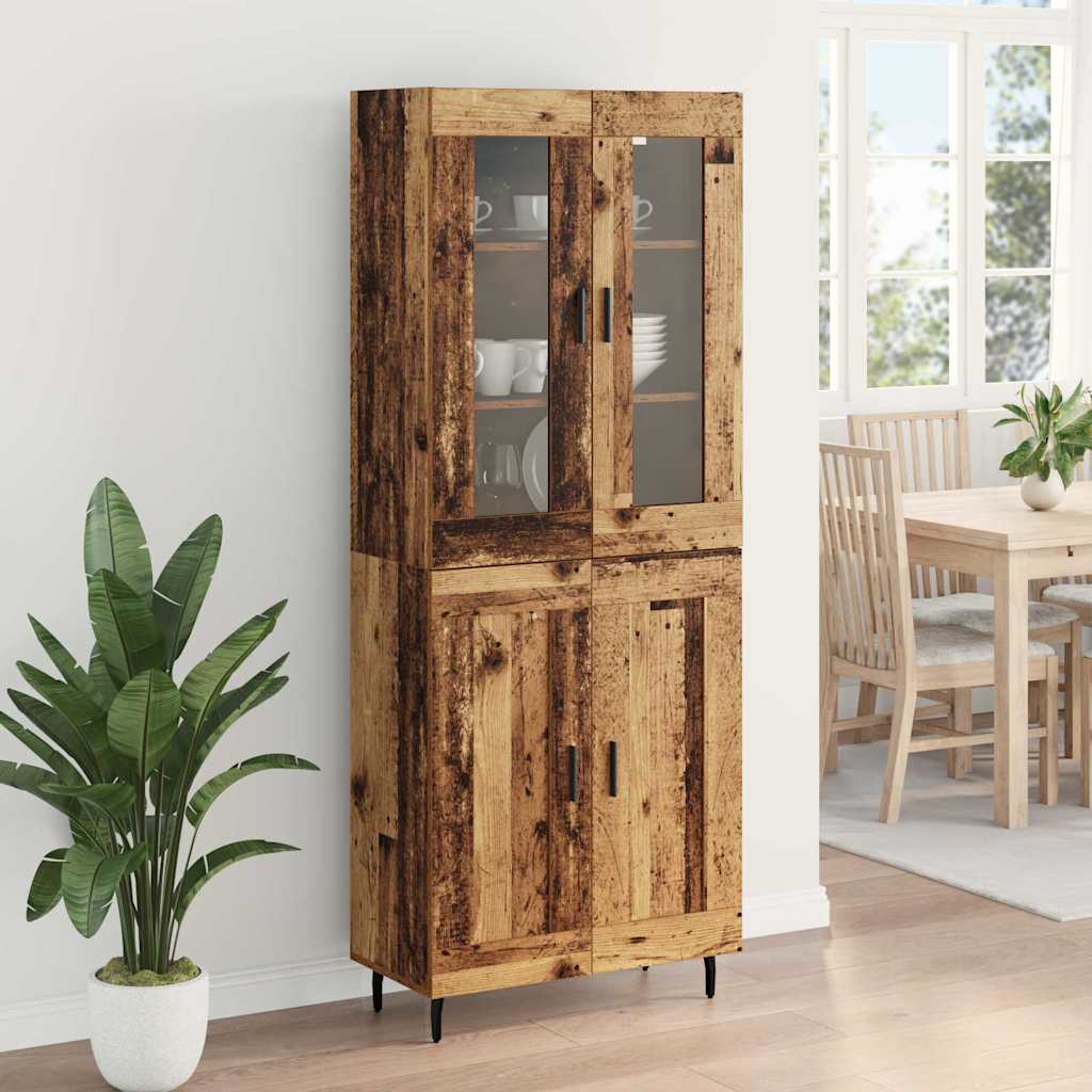 Highboard 2 pcs Old Wood Engineered Wood and Glass