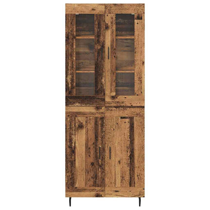 Highboard 2 pcs Old Wood Engineered Wood and Glass