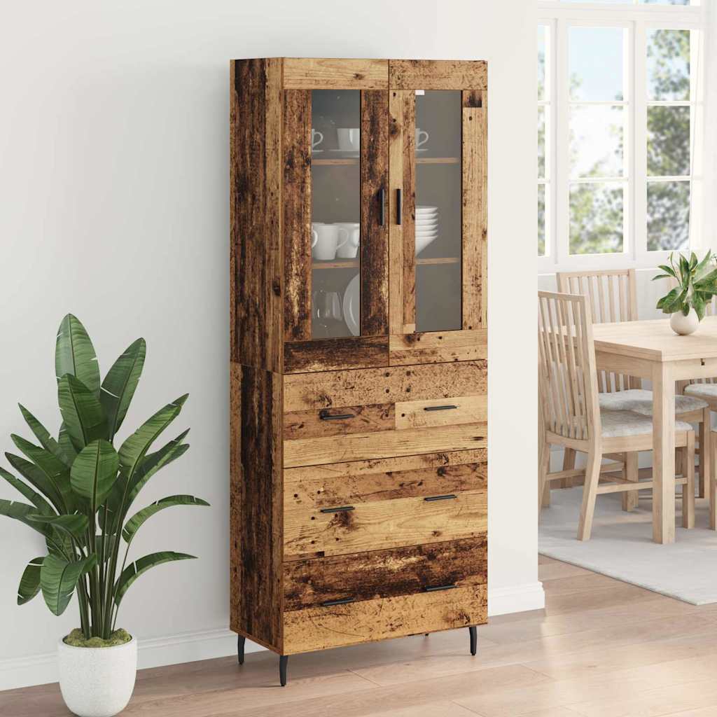 Highboard with Drawer 2 pcs Old Wood Engineered Wood