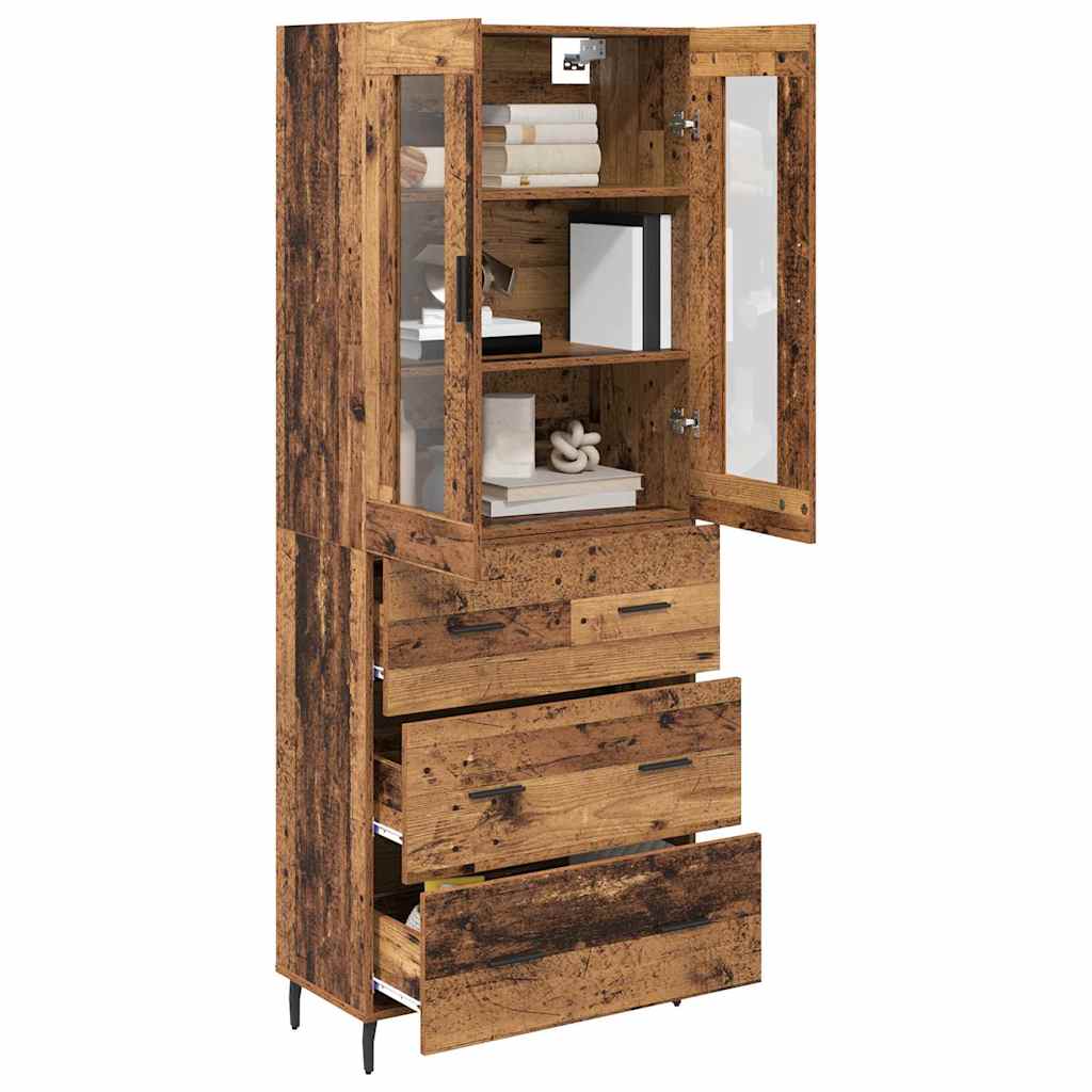 Highboard with Drawer 2 pcs Old Wood Engineered Wood