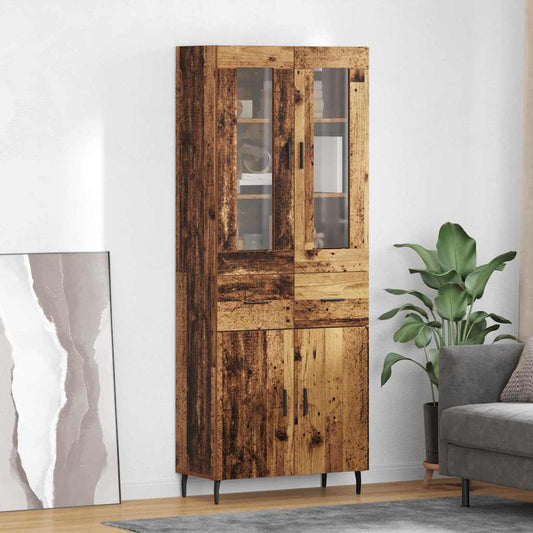 Highboard 2 pcs Old Wood 69.5 x 34 x 180 cm Engineered Wood