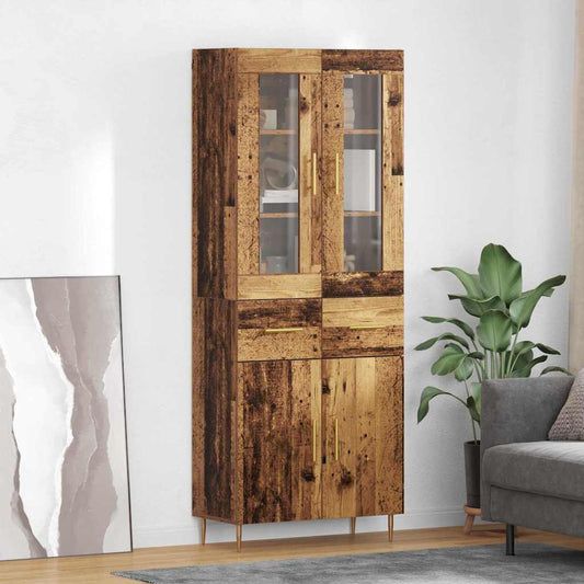 Highboard 2 pcs Old Wood 69.5 x 34 x 180 cm Engineered Wood