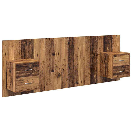 Headboard With Cabinet 3 pcs Old Wood Engineered Wood