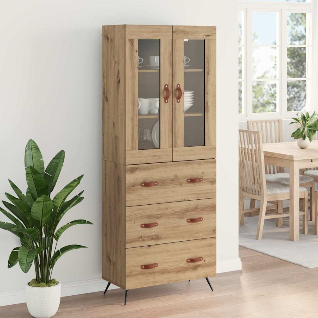 Highboard Cabinet with Shelf 2 pcs Artisan Oak Engineered Wood