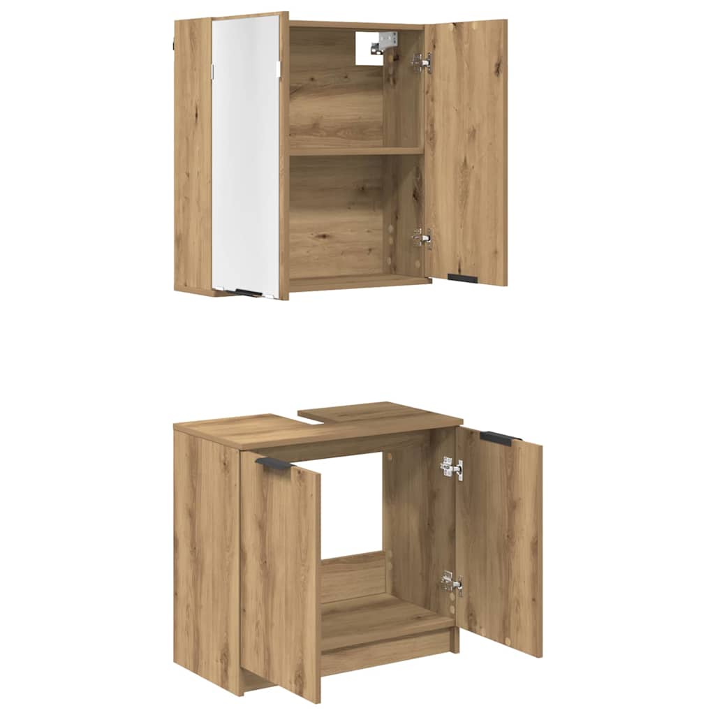 Bathroom Cabinet Set 2 pcs Artisan Oak Engineered Wood