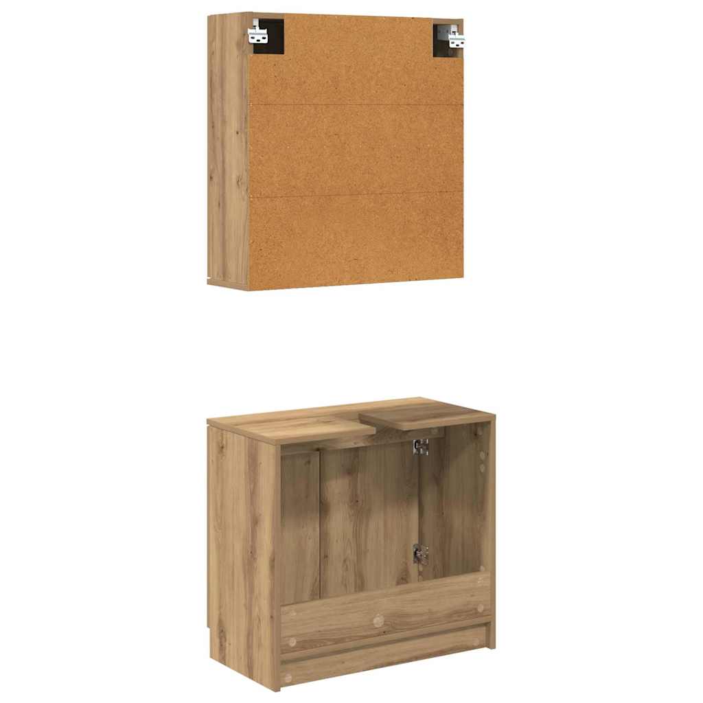 Bathroom Cabinet Set 2 pcs Artisan Oak Engineered Wood