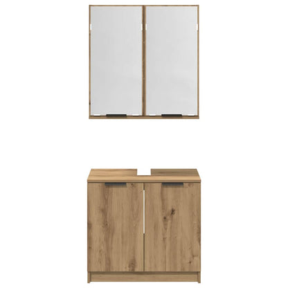 Bathroom Cabinet Set 2 pcs Artisan Oak Engineered Wood