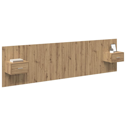 Headboard With Cabinet 3 pcs Artisan Oak Engineered Wood