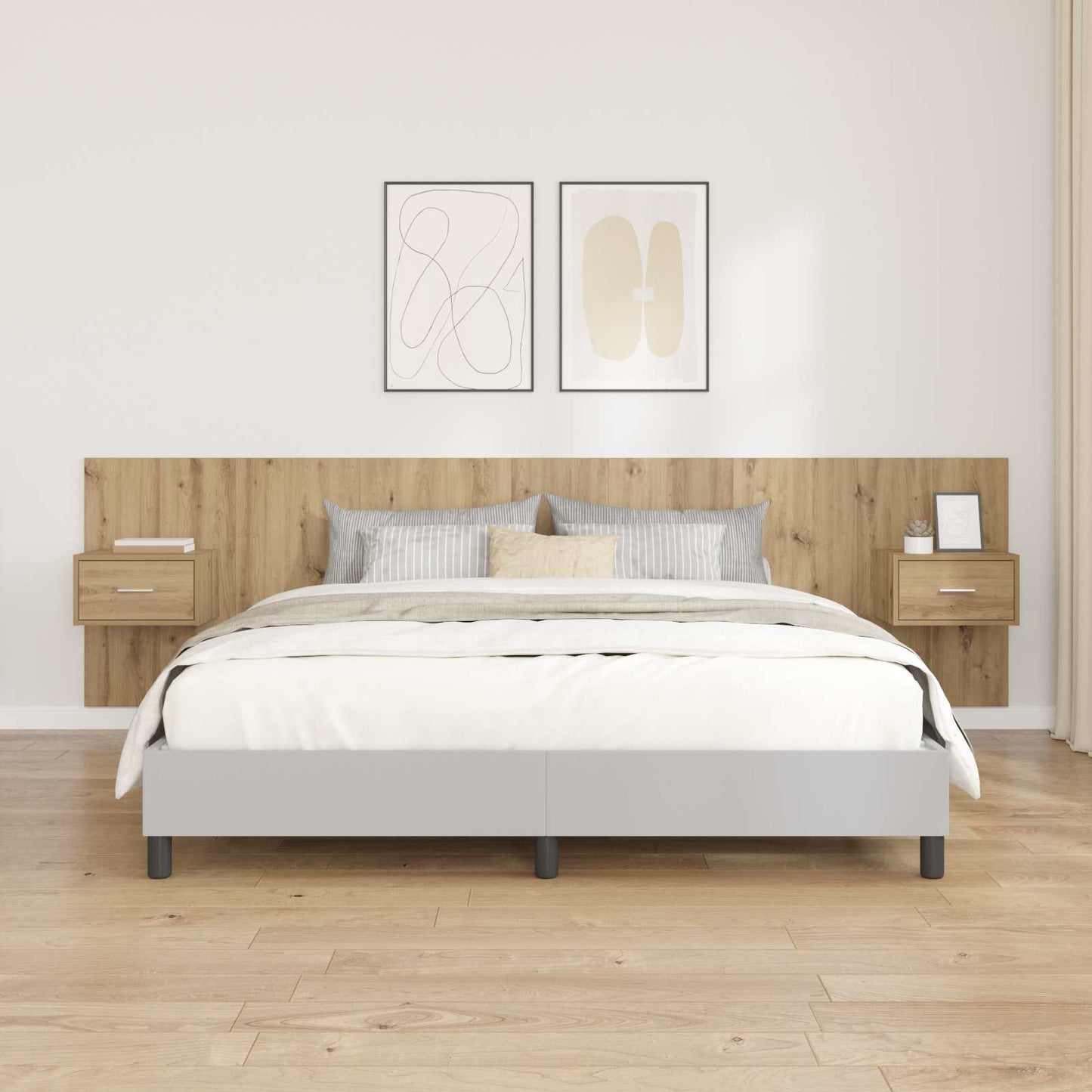 Headboard With Cabinet 3 pcs Artisan Oak Engineered Wood