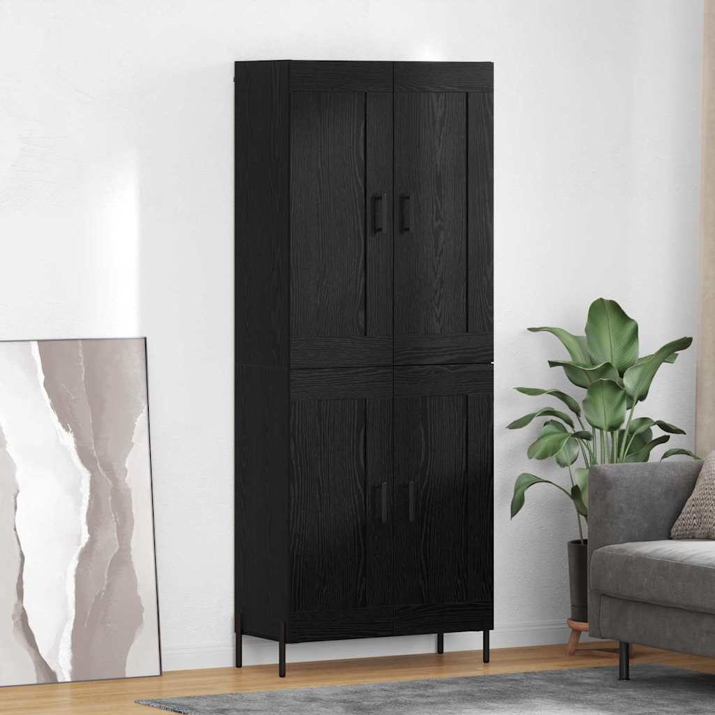 Highboard 2 pcs Black Oak Engineered Wood
