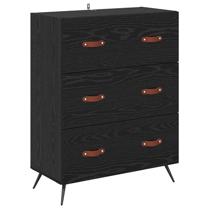 Highboard Cabinet with Shelf 2 pcs Black Oak Engineered Wood