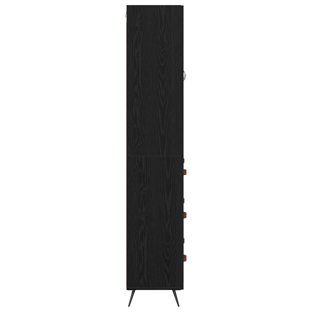 Highboard Cabinet with Shelf 2 pcs Black Oak Engineered Wood