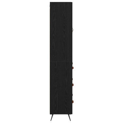 Highboard Cabinet with Shelf 2 pcs Black Oak Engineered Wood