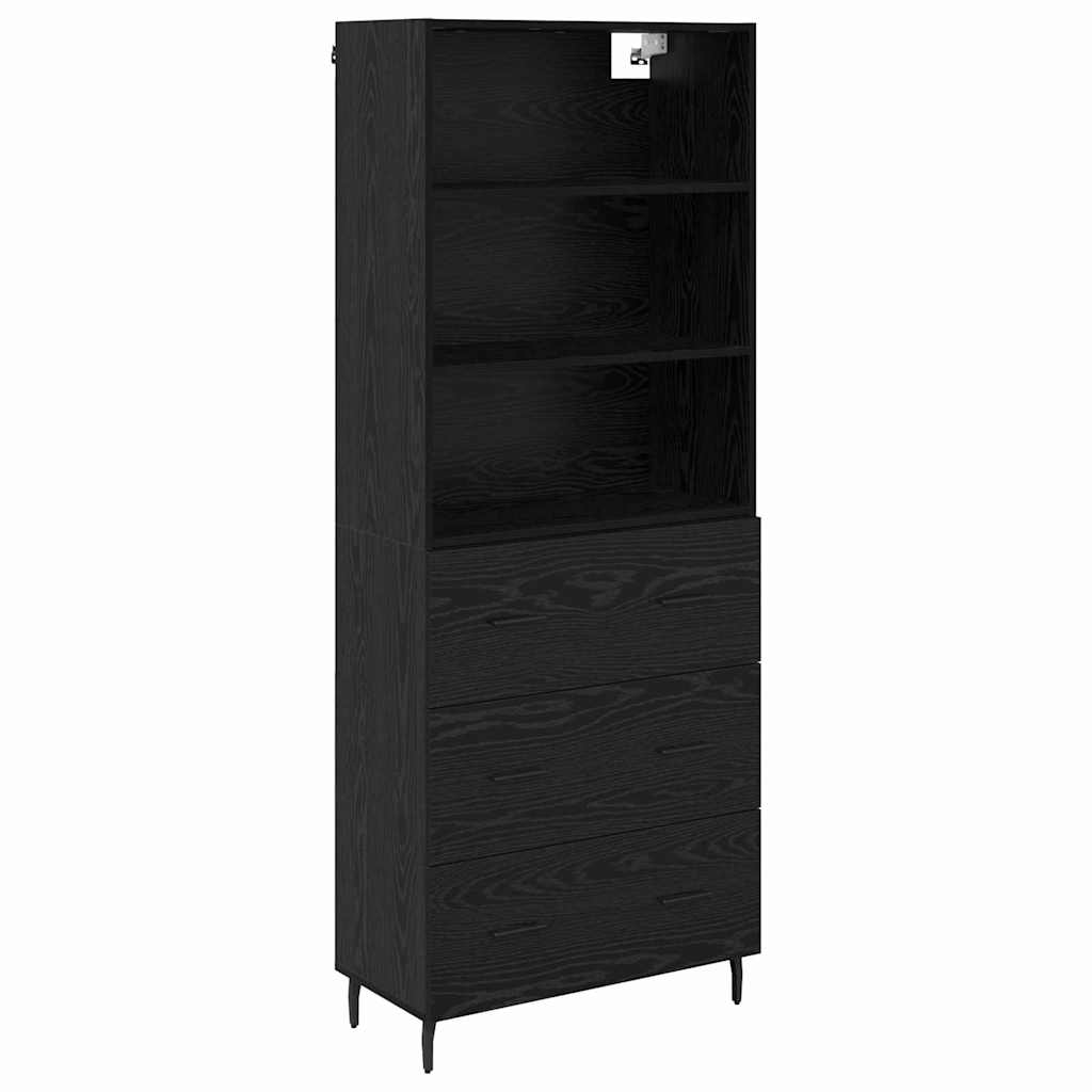 Highboard with Drawer Black Oak 69.5 x 34 x 180 cm