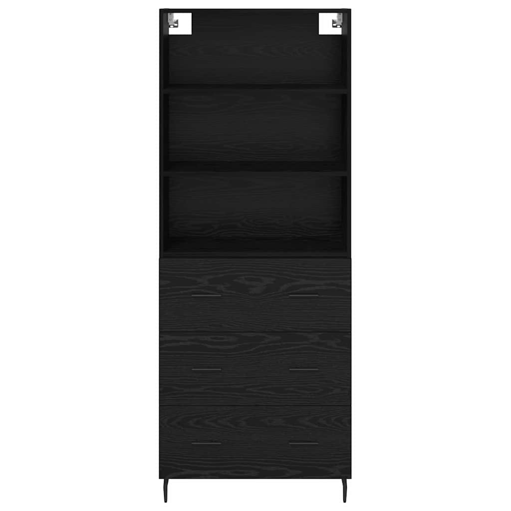 Highboard with Drawer Black Oak 69.5 x 34 x 180 cm