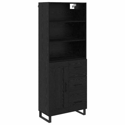 Highboard with Drawer 2 pcs Black Oak Engineered Wood
