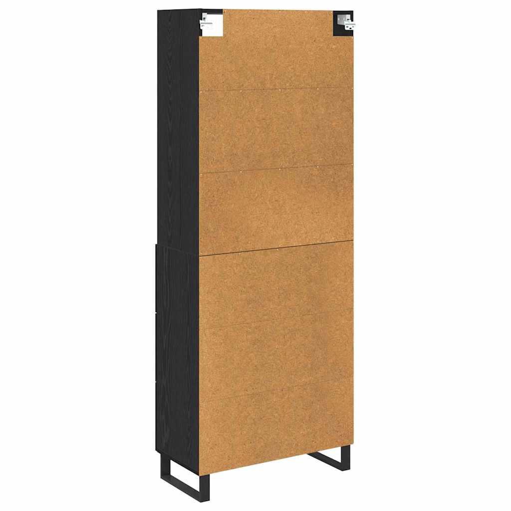 Highboard with Drawer 2 pcs Black Oak Engineered Wood
