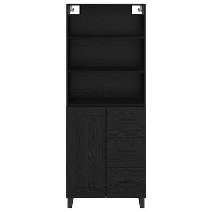Highboard with Drawer 2 pcs Black Oak Engineered Wood