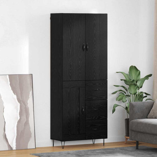 Highboard 2 pcs Black Oak 69.5 x 34 x 180 cm Engineered Wood