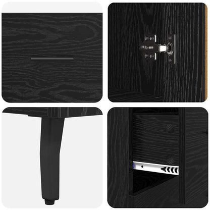 Highboard with Drawer 2 pcs Black Oak Engineered Wood