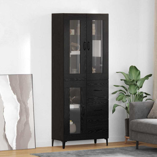 Highboard Black Oak 69.5 x 34 x 180 cm Engineered Wood