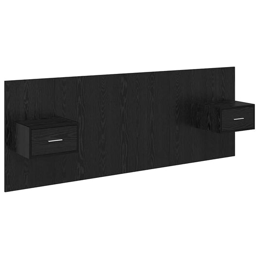 Headboard With Cabinet 3 pcs Black Oak Engineered Wood