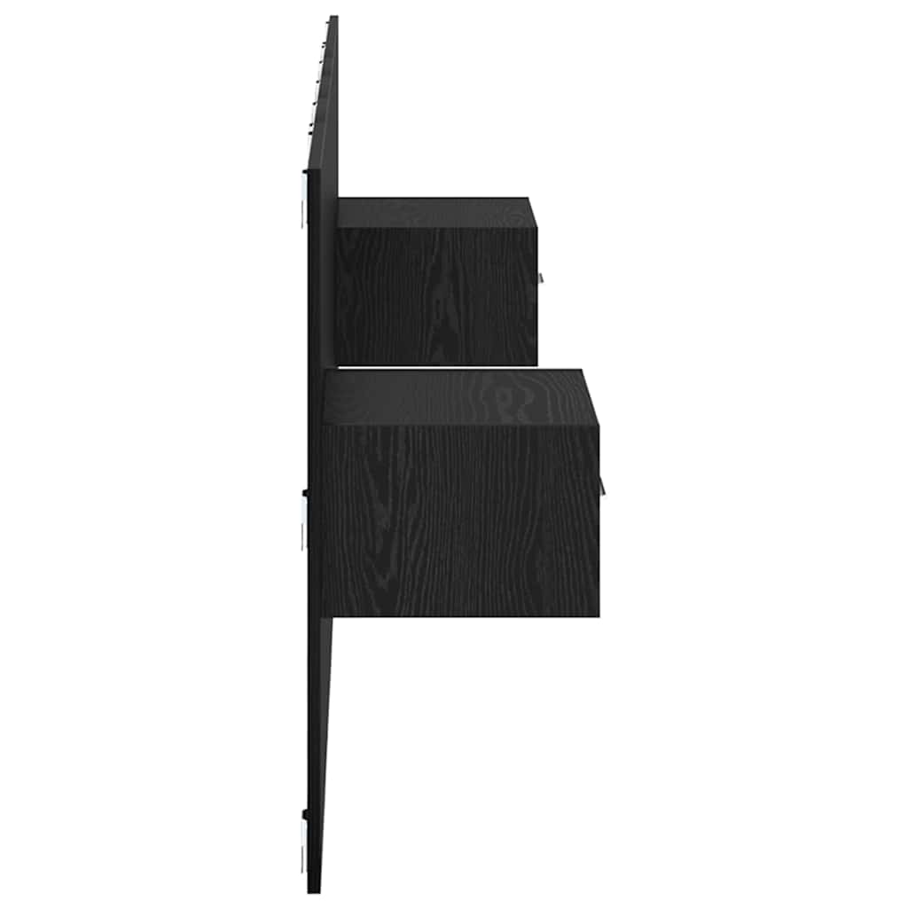 Headboard with Cabinet 3 pcs Black Oak Engineered Wood
