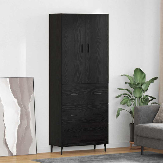 Highboard 2 pcs Black oak 69.5 x 34 x 180 cm Engineered Wood