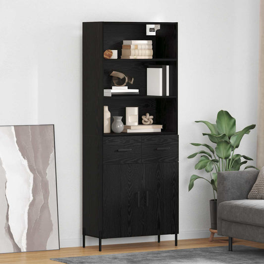 Highboard Black oak 69.5 x 34 x 180 cm Engineered Wood