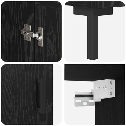 Highboard 2 pcs Black Oak 69.5 x 34 x 180 cm Engineered Wood