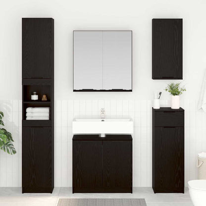 Bathroom Cabinet Set 3 pcs Black Oak Engineered Wood