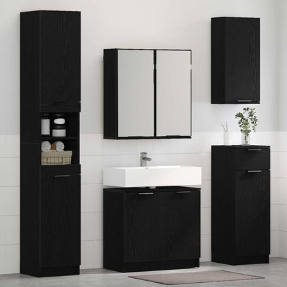 Bathroom Cabinet Set 3 pcs Black Oak Engineered Wood