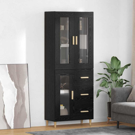 Highboard Black Oak 69.5 x 34 x 180 cm Engineered Wood