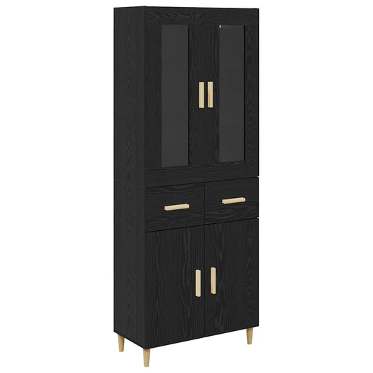Highboard Black Oak 69.5 x 34 x 180 cm Engineered Wood