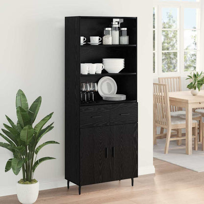 Highboard with Drawer Black Oak 69.5 x 34 x 180 cm